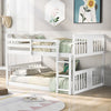 White Classic Full Over Full Bunk Bed with Ladder