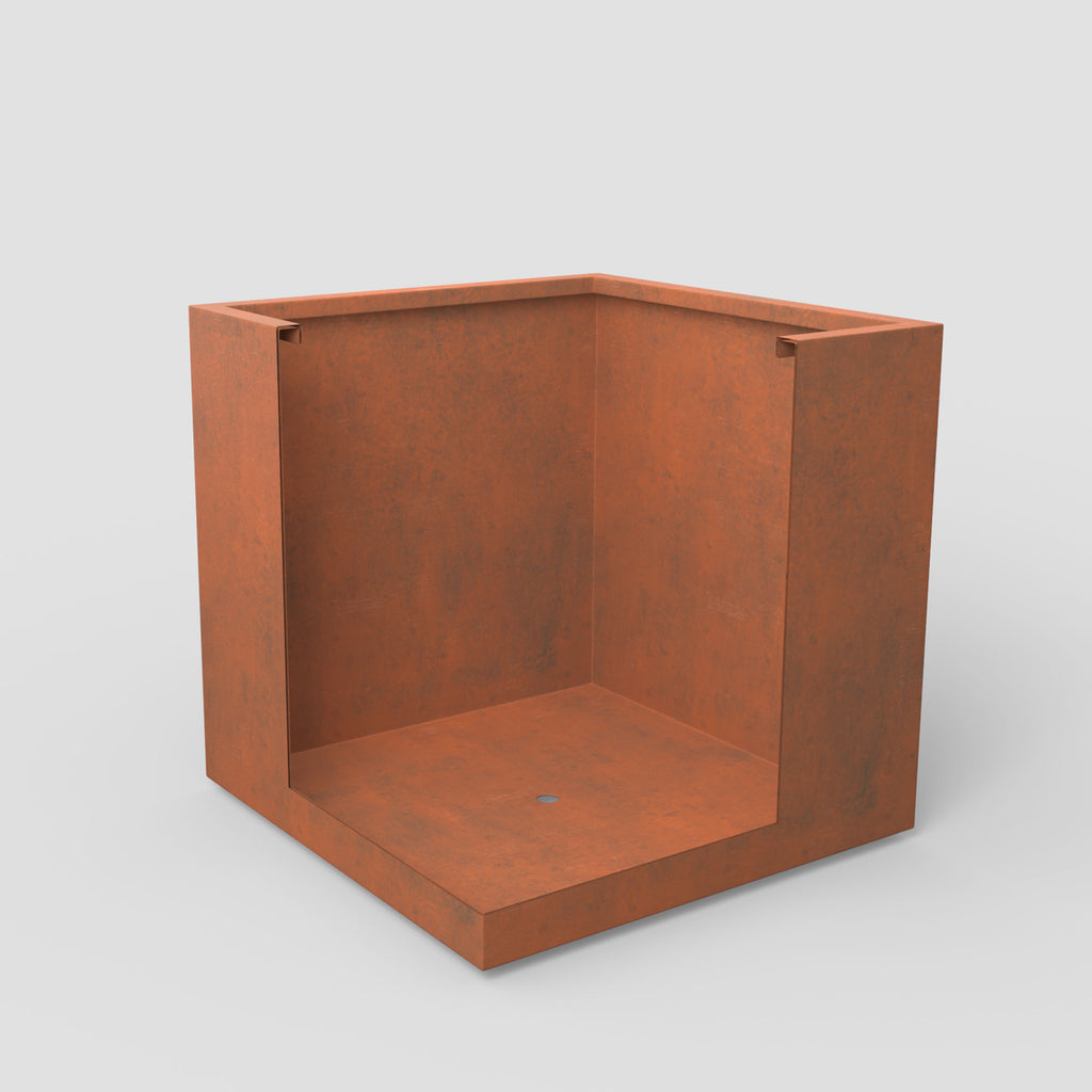 Mod Earthy Rust Color Square Metal Planter Box