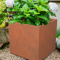 Mod Earthy Rust Color Square Metal Planter Box
