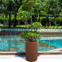 Mod Earthy Rust Color Cylindrical Metal Planter Box