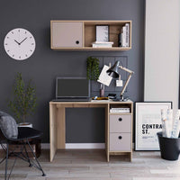 Mod Taupe and Natural Two Piece Desk and Shelve Set