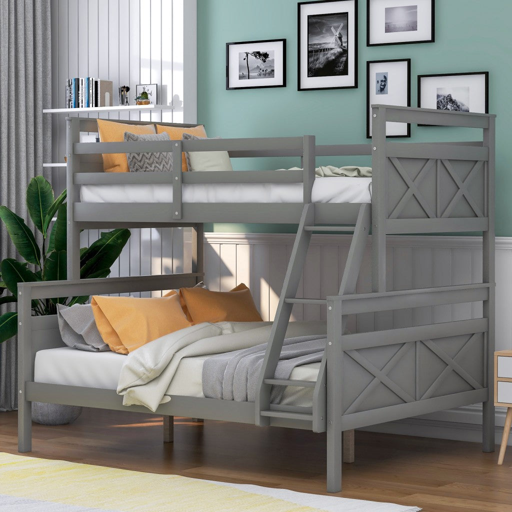 Gray Twin Over Full Size Bunk Bed