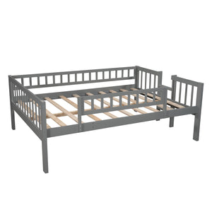 Gray Full Over Full Over Full Contemporary Bunk Bed With Slide