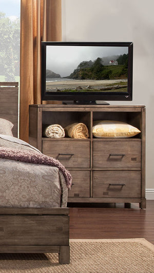 Rustic Weathered Gray TV Console Cabinet