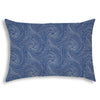 14" X 20" Blue And White Blown Seam Swirl Lumbar Indoor Outdoor Pillow