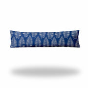 12" X 48" Blue And White Enveloped Tropical Lumbar Indoor Outdoor Pillow Cover