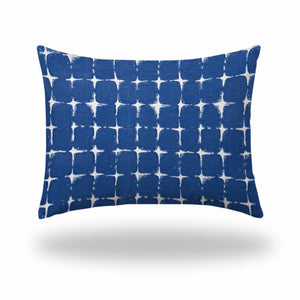 12" X 16" Blue And White Zippered Abstract Lumbar Indoor Outdoor Pillow Cover