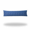 12" X 48" Blue And White Blown Seam Gingham Lumbar Indoor Outdoor Pillow