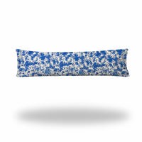 12" X 48" Blue And White Enveloped Lumbar Indoor Outdoor Pillow Cover