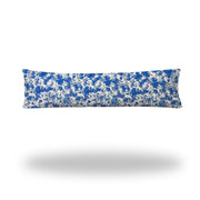 12" X 48" Blue And White Enveloped Indoor Outdoor Lumbar Pillow
