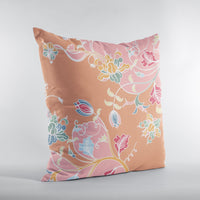 Pink Orange Garden Zippered Suede Throw Pillow