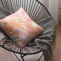 Pink Orange Garden Zippered Suede Throw Pillow