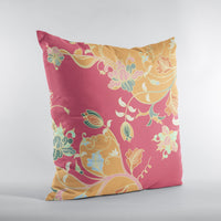 Orange Red Garden Zippered Suede Throw Pillow