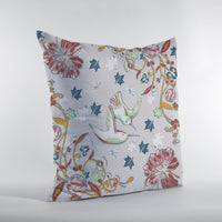 Gray Bird Zippered Double Sided Suede Throw Pillow