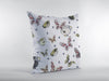 White Butterflies Zippered Suede Throw Pillow