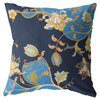 Navy Blue Garden Zippered Suede Throw Pillow