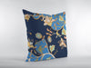 Navy Blue Garden Zippered Suede Throw Pillow