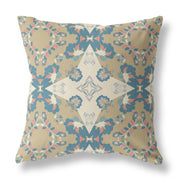 16" Brown Blue Star Indoor Outdoor Zip Throw Pillow