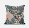 Green Peach Floral Suede Throw Pillow