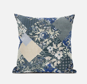 Gray Cream Floral Suede Throw Pillow