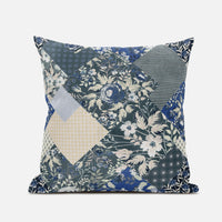 Gray Cream Floral Suede Throw Pillow