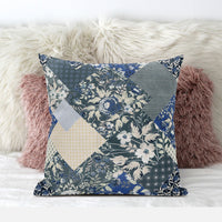 Gray Cream Floral Suede Throw Pillow