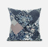 Deep Blue Gray Floral Suede Throw Pillow