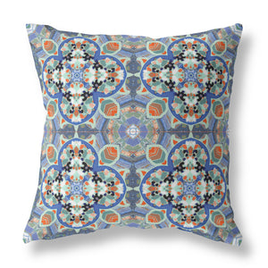 Blue Orange Cloverleaf Indoor Outdoor Throw Pillow