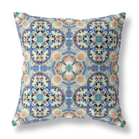 Blue Peach Cloverleaf Indoor Outdoor Throw Pillow