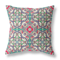 Gray Pink Cloverleaf Indoor Outdoor Throw Pillow