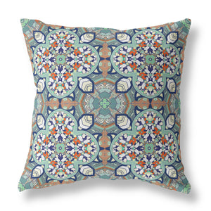 Green Orange Cloverleaf Indoor Outdoor Throw Pillow