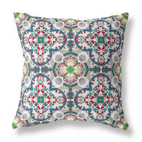 Green White Cloverleaf Indoor Outdoor Throw Pillow