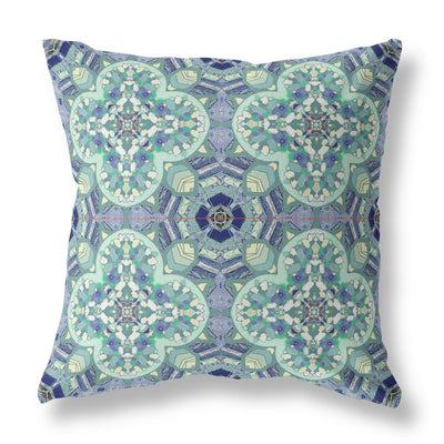 Aqua Blue Cloverleaf Indoor Outdoor Throw Pillow