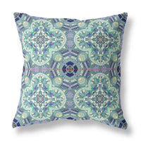 Aqua Blue Cloverleaf Indoor Outdoor Throw Pillow