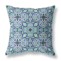 Blue Aqua Cloverleaf Indoor Outdoor Throw Pillow