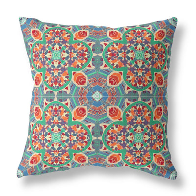 Orange Green Cloverleaf Indoor Outdoor Throw Pillow