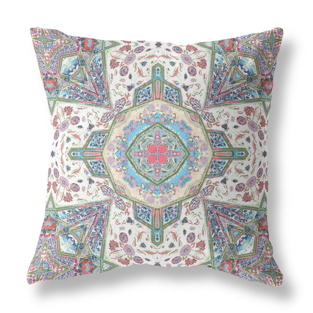 Cream Pink Boho Flower Suede Throw Pillow