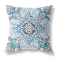 Light Blue Boho Flower Suede throw Pillow