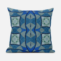 Aqua Sky Blue Cosmic Circle Boho Suede Throw Pillow