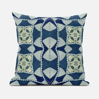 Blue Cream Cosmic Circle Boho Suede Throw Pillow