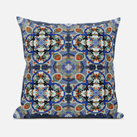 Blue Orange Cloverleaf Boho Suede Throw Pillow