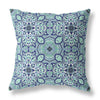 Blue Aqua Cloverleaf Boho Suede Throw Pillow