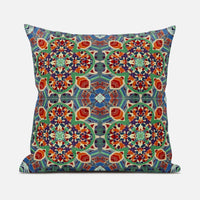 Orange Green Cloverleaf Boho Suede Throw Pillow