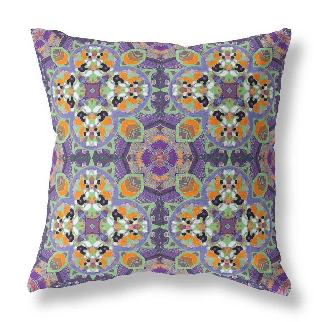 Purple Orange Cloverleaf Boho Suede Throw Pillow