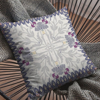 Gray Floral Frame Indoor Outdoor Throw Pillow