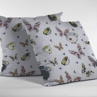 White Butterflies Indoor Outdoor Throw Pillow