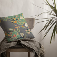 Green Gray Garden Indoor Outdoor Throw Pillow