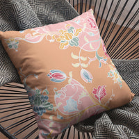 Pink Orange Garden Indoor Outdoor Throw Pillow