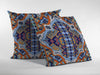 Orange Blue Boho Indoor Outdoor Throw Pillow