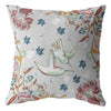 Gray Bird Zippered Indoor Outdoor Throw Pillow